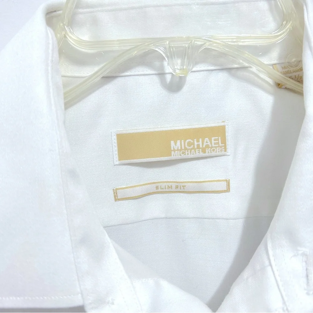 MICHAEL Michael Kors Slim Fit Women White Poplin Button Down Professional Shirt